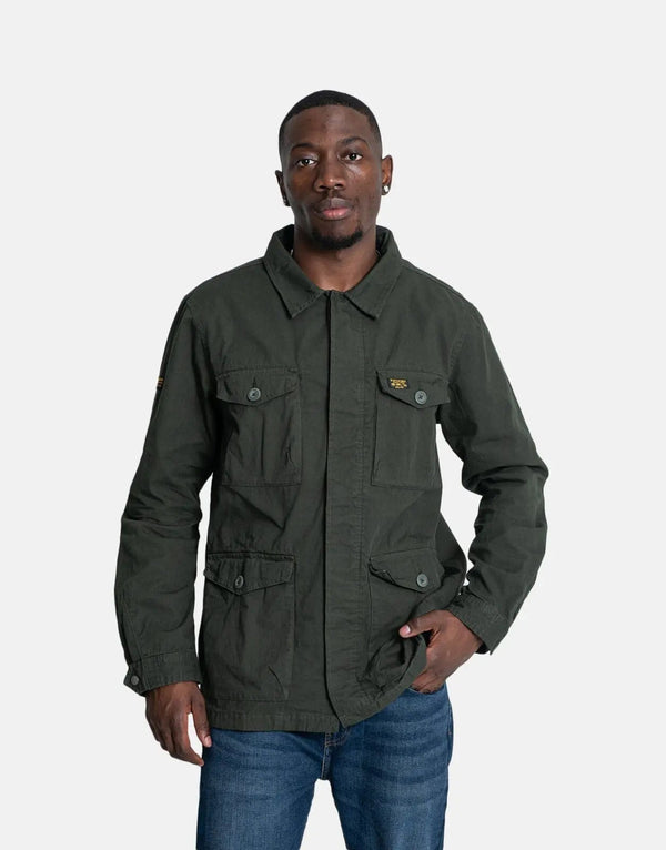 Superdry Men's Lightweight Military Field Jacket - Durable Olive Green Style