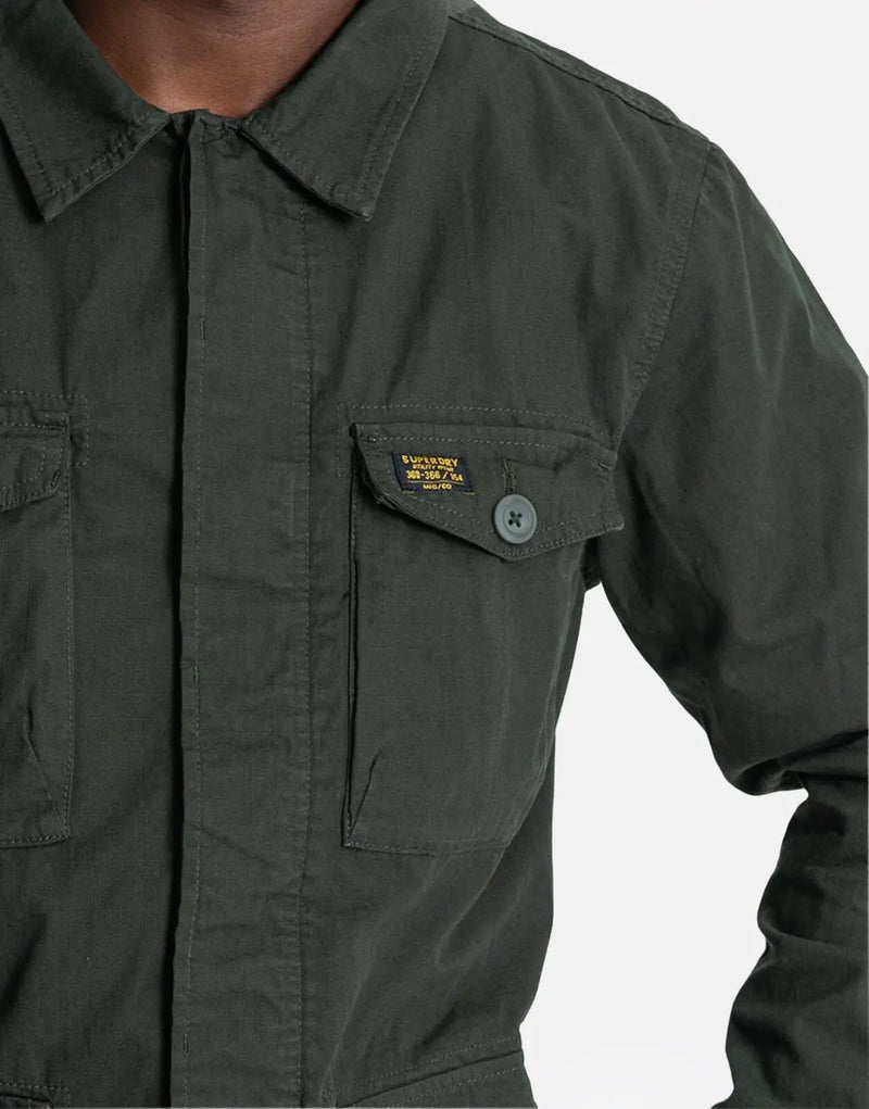 Superdry Men's Lightweight Military Field Jacket - Durable Olive Green Style