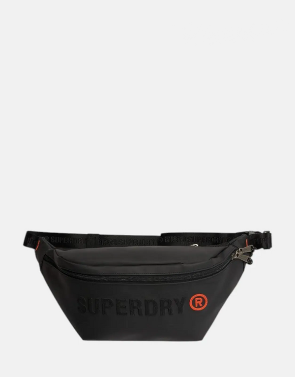 Superdry Tarp Core Black Bum Bag: Compact, Durable, Adjustable, Festival Essential