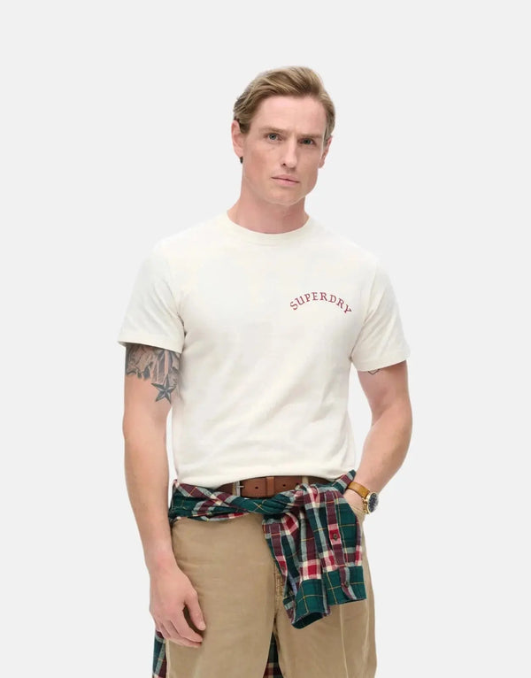 Superdry Men's Organic Cotton Relaxed Fit Cream Tattoo Graphic T-Shirt