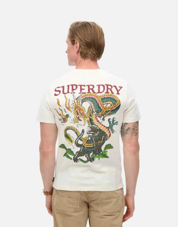 Superdry Men's Organic Cotton Relaxed Fit Cream Tattoo Graphic T-Shirt