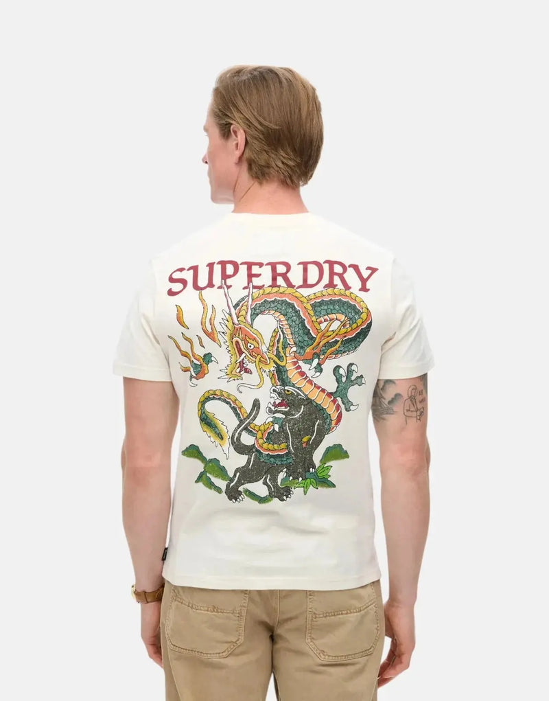 Superdry Men's Organic Cotton Relaxed Fit Cream Tattoo Graphic T-Shirt