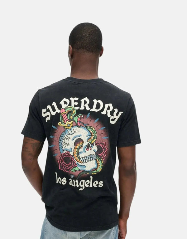 Superdry Men's Tattoo Graphic Tee: Relaxed Fit, Organic Cotton, Bold Back Print