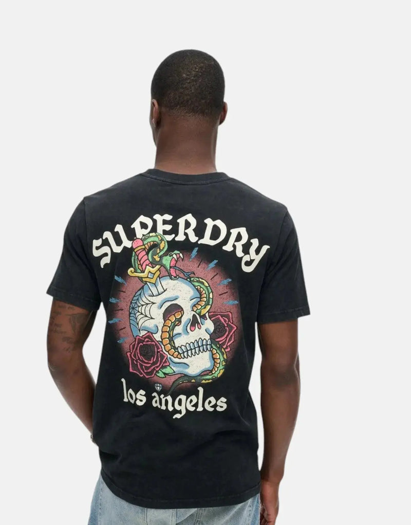 Superdry Men's Tattoo Graphic Tee: Relaxed Fit, Organic Cotton, Bold Back Print