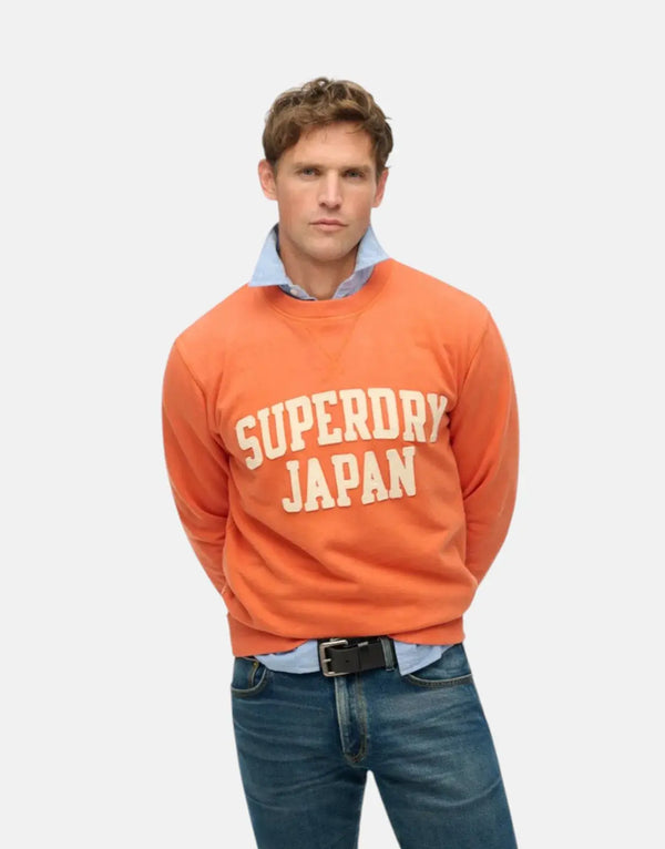 Superdry Men's Vintage Athletic Preppy Orange 100% Cotton Crew Sweatshirt