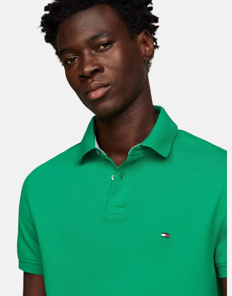 Tommy Hilfiger 1985 Classic Green Regular Fit Men's Polo Shirt Organic Cotton