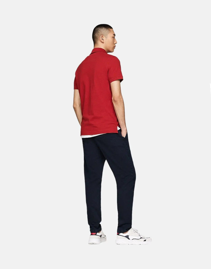 Tommy Hilfiger 1985 Men's Slim Fit Red Polo Shirt, Organic Cotton