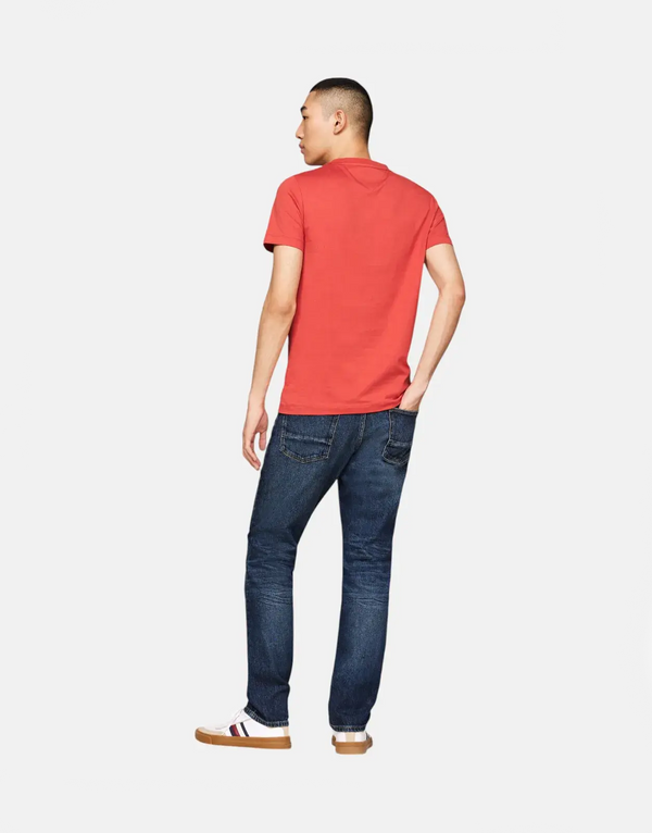 Tommy Hilfiger Men's Slim Fit Arch Logo Red Cotton Crew Neck T-Shirt