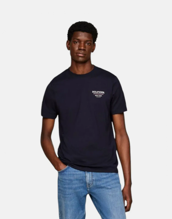 Tommy Hilfiger Men's Navy Cotton T-Shirt, Global Stripe, Classic Fit Crew Neck