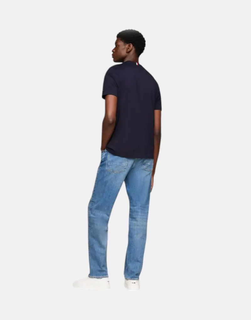 Tommy Hilfiger Men's Navy Cotton T-Shirt, Global Stripe, Classic Fit Crew Neck
