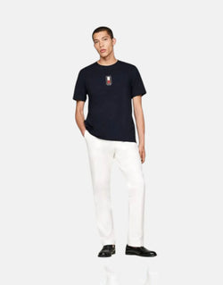 Tommy Hilfiger Men's Black Vertical Flag Pure Cotton Crew Neck T-Shirt