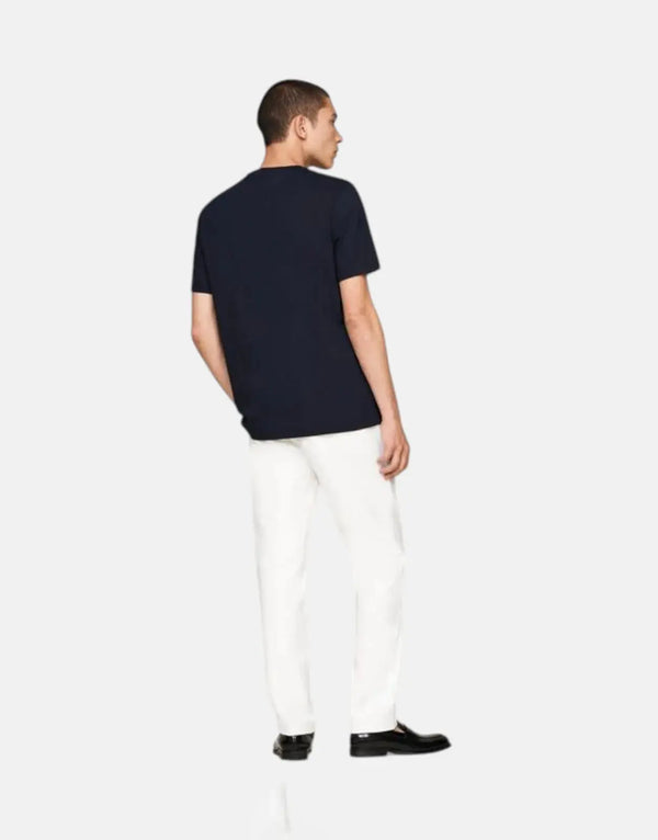 Tommy Hilfiger Men's Black Vertical Flag Pure Cotton Crew Neck T-Shirt