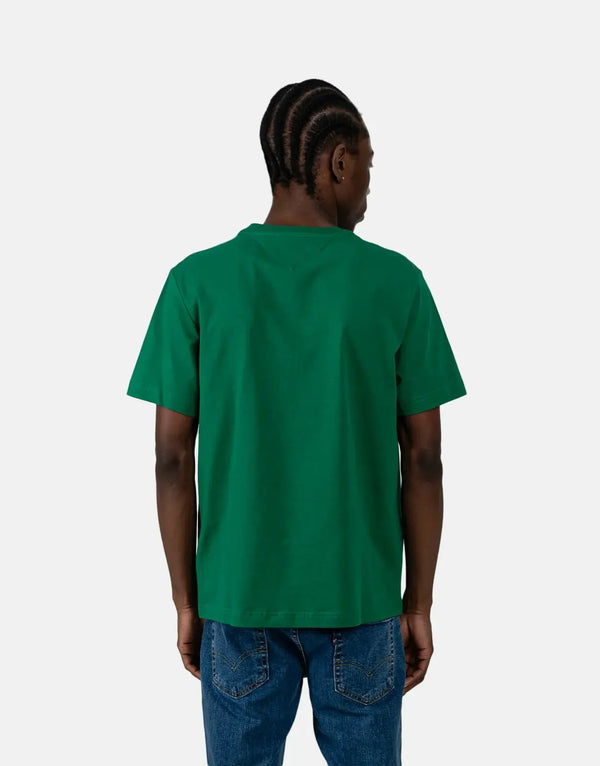 Tommy Hilfiger Men's Green Vertical Flag Logo Cotton T-Shirt Everyday Wear