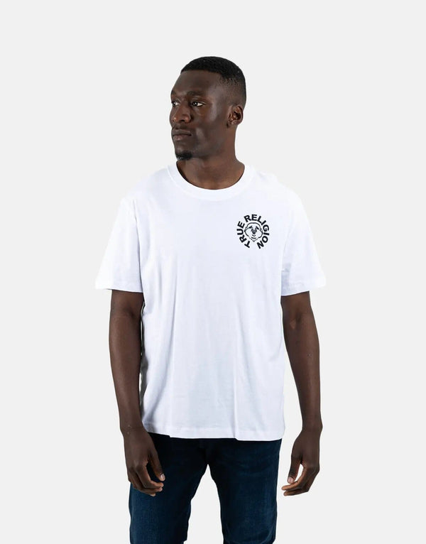 True Religion Men's Buddha Face White Graphic Tee - Premium Comfort Style
