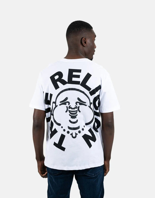 True Religion Men's Buddha Face White Graphic Tee - Premium Comfort Style