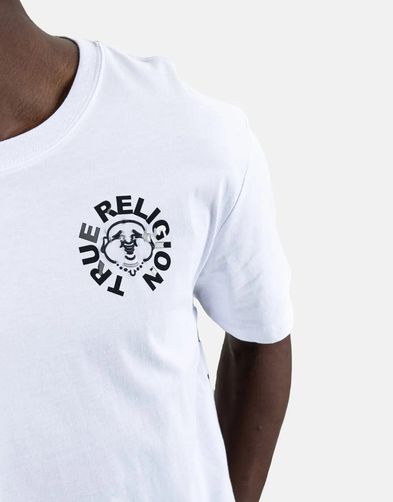 True Religion Men's Buddha Face White Graphic Tee - Premium Comfort Style