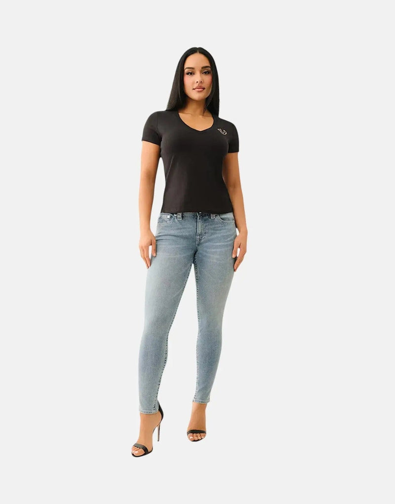 True Religion Men's Diamond HD V-Neck Black T-Shirt - Iconic Logo Design
