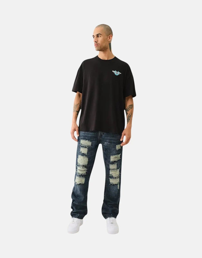 True Religion Men's Fish Eye City Jet Black Graphic Cotton T-Shirt