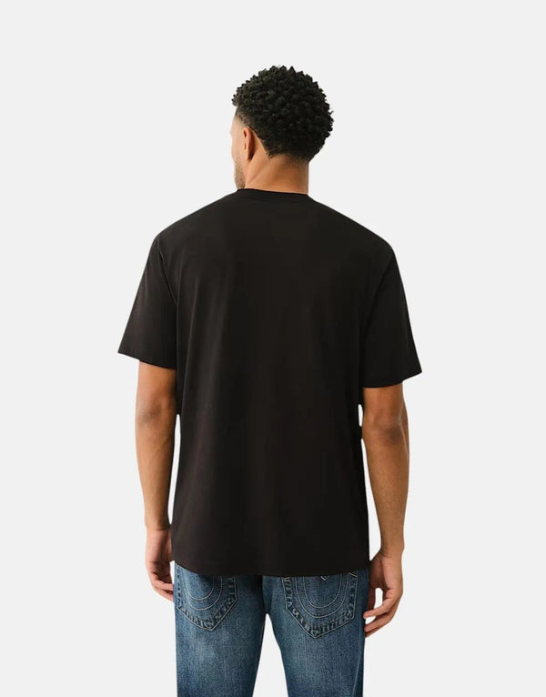 True Religion Men's Freeway Patch Black Cotton Crew Neck T-Shirt