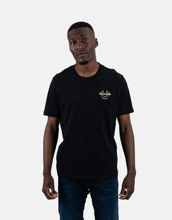 True Religion Men's Multi HS Jet Black Cotton Crew Neck T-Shirt