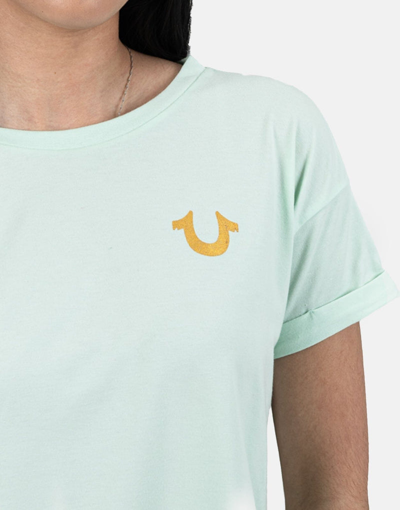 True Religion Retro Cliff Misty Green T-Shirt: Premium Cotton, Relaxed Fit, Effortless Style