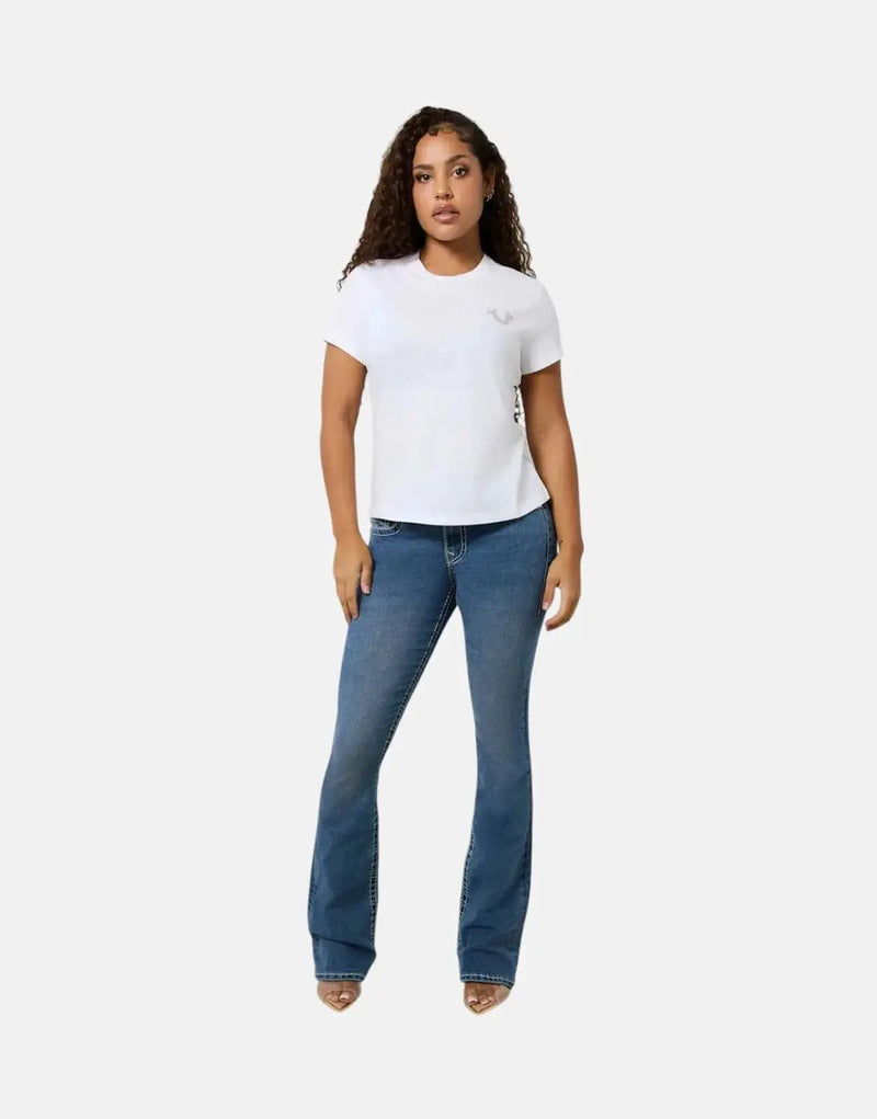 True Religion Women's Retro Crystal Wing White T-Shirt: Sparkle & Style Tee