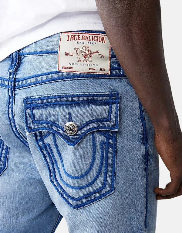 True Religion Ricky Men's Straight Blue Jeans – Rope Stitch Flap Pockets
