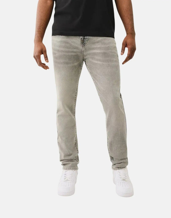 True Religion Rocco Men's Skinny Grey Jeans with Big T Flap Pockets