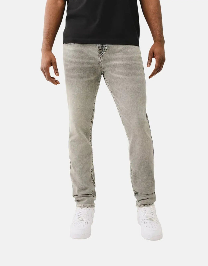 True Religion Rocco Men's Skinny Grey Jeans with Big T Flap Pockets