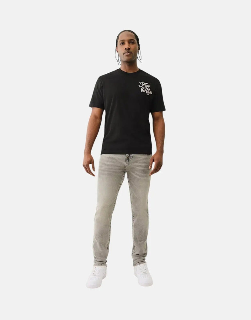 True Religion Rocco Men's Skinny Grey Jeans with Big T Flap Pockets