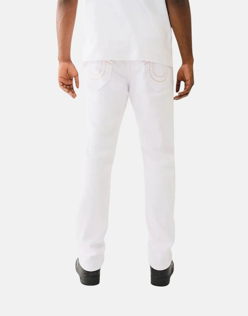 True Religion Rocco Skinny Fit Optic White Jeans with Horseshoe Stitching