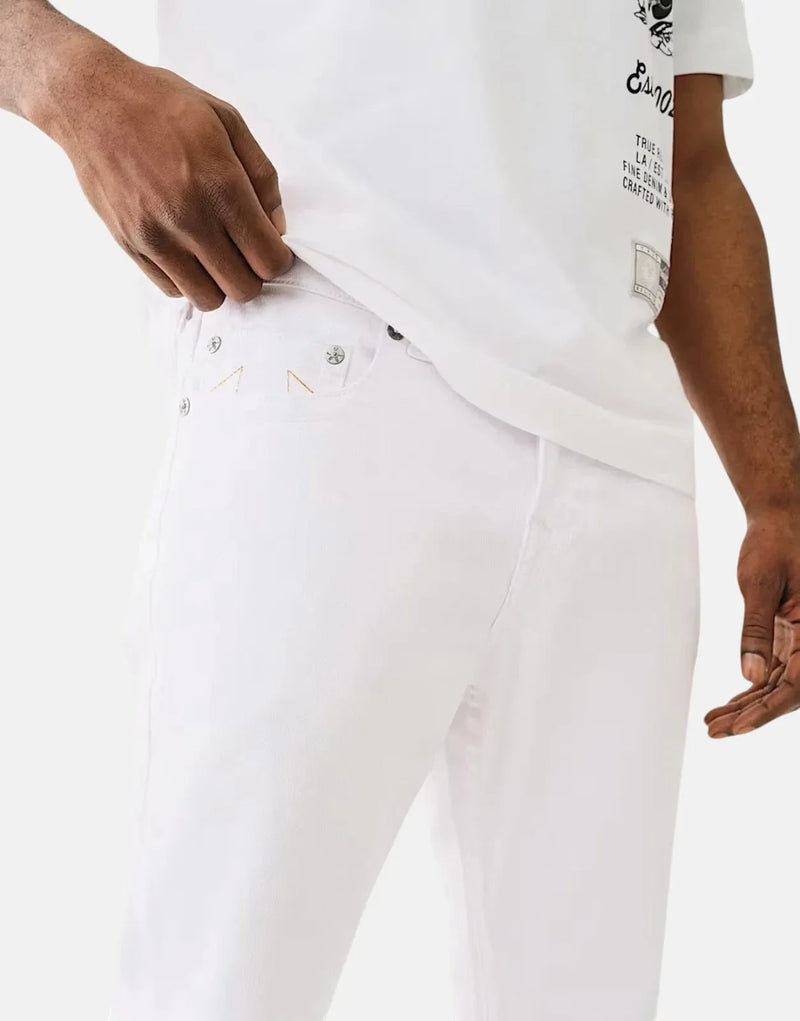 True Religion Rocco Skinny Fit Optic White Jeans with Horseshoe Stitching
