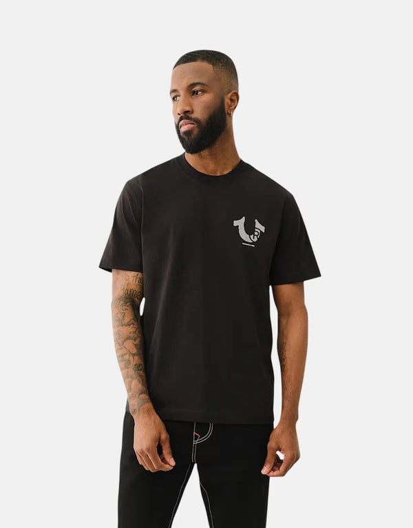 True Religion Men's Space Jet Black Cotton Crew Neck T-Shirt