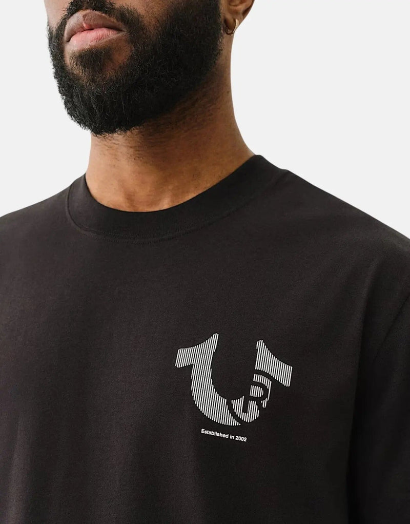 True Religion Men's Space Jet Black Cotton Crew Neck T-Shirt
