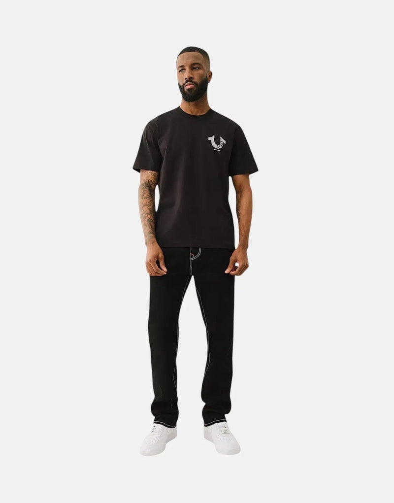 True Religion Men's Space Jet Black Cotton Crew Neck T-Shirt