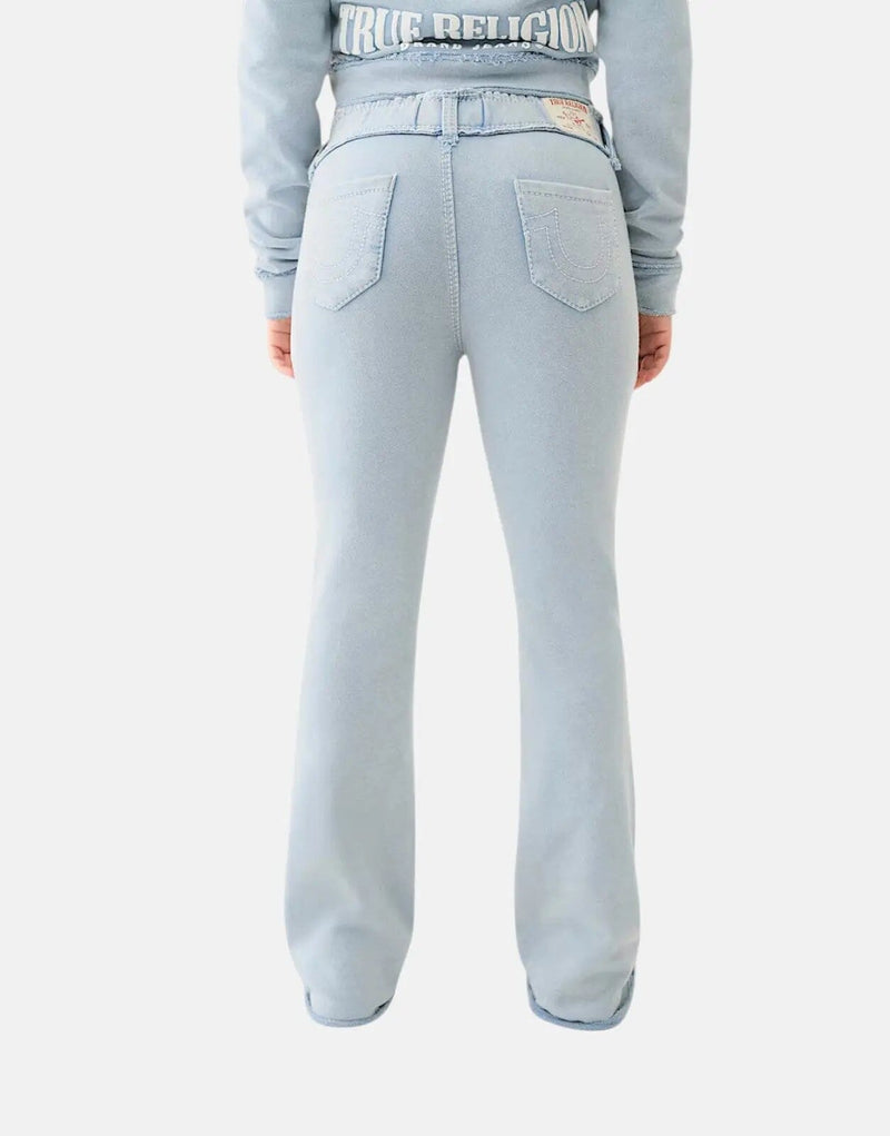 True Religion Women's Washed Raw Edge Flare Sweatpants - Cotton Blend Comfort