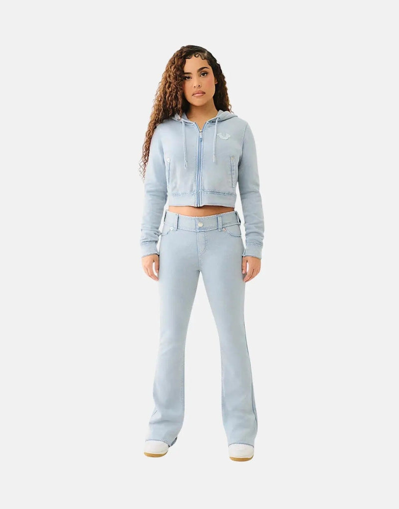 True Religion Women's Washed Raw Edge Flare Sweatpants - Cotton Blend Comfort