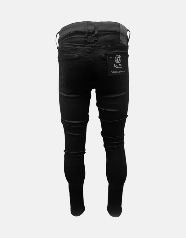Vialli Men's Abertosht Skinny Jeans: Platinum Black Denim Style