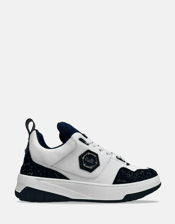 Vialli Bosetti Navy Sneakers: Sleek Low-Cut Design, Iconic Logo, Studded Style