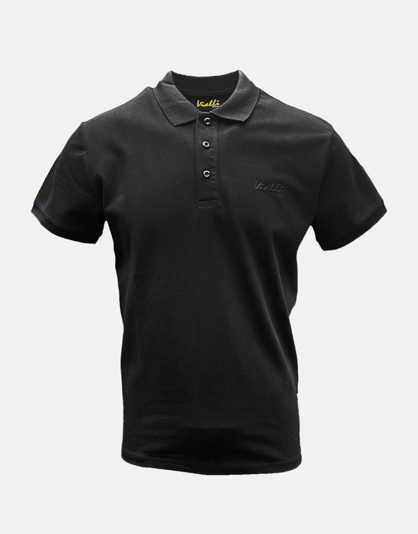 Vialli Dollar Black Men's Golfer: Premium Cotton-Spandex Stretch Polo Shirt