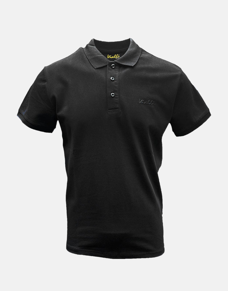 Vialli Dollar Black Men's Golfer: Premium Cotton-Spandex Stretch Polo Shirt