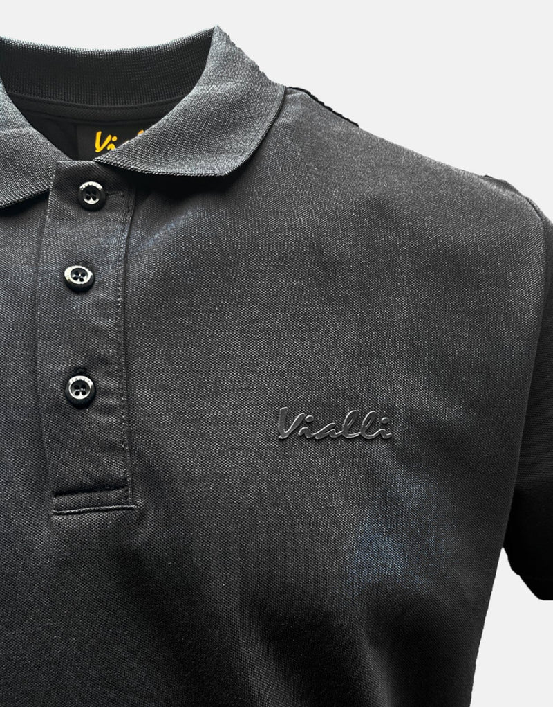 Vialli Dollar Black Men's Golfer: Premium Cotton-Spandex Stretch Polo Shirt
