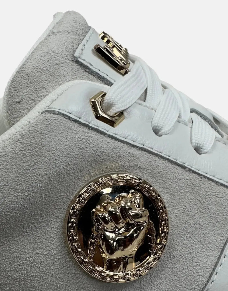 Luxurious Vialli Galani Cream Sneakers: Premium Lace-Up Design, Gold Accents