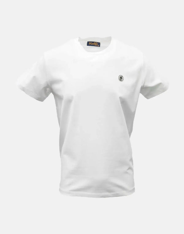 Vialli Identif Crisp White Men's T-Shirt with Signature Badge Round Neck