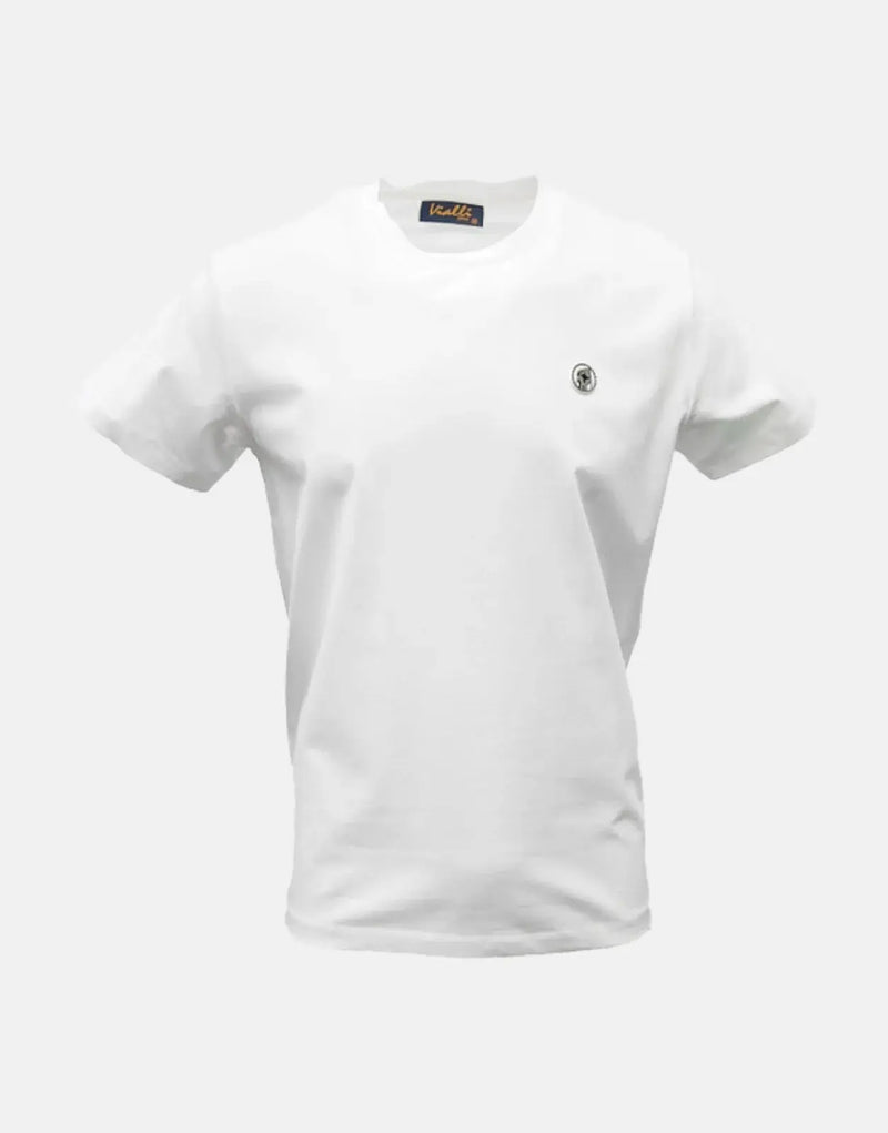 Vialli Identif Crisp White Men's T-Shirt with Signature Badge Round Neck