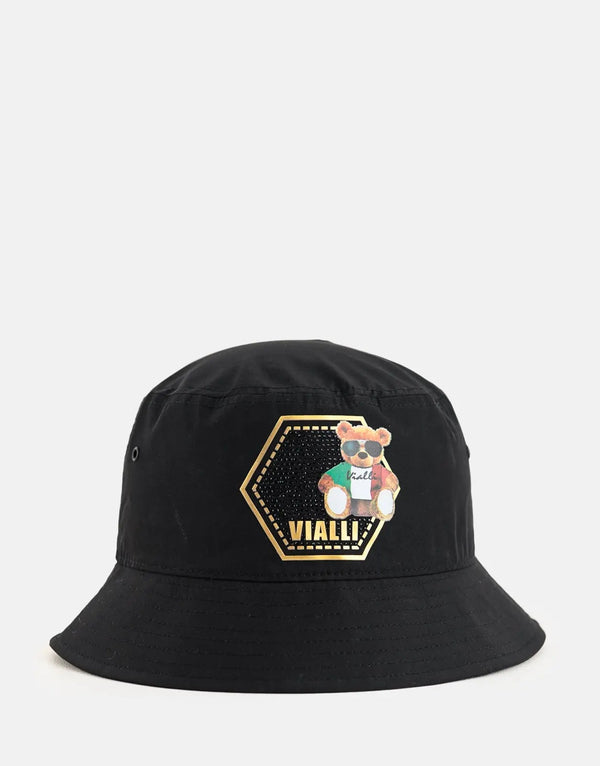 Vialli Igloob Black Bucket Hat: Stylish, Comfortable, Versatile, One-Size Accessory