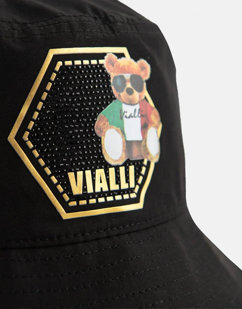 Vialli Igloob Black Bucket Hat: Stylish, Comfortable, Versatile, One-Size Accessory