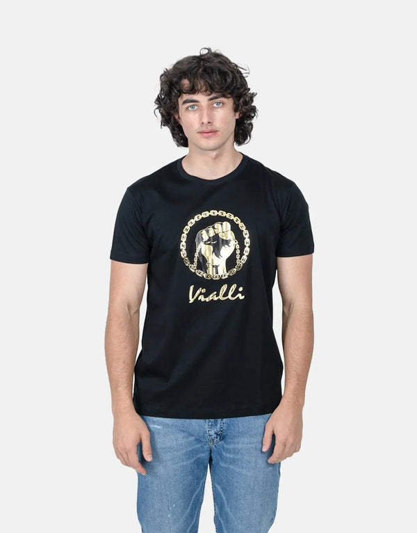 Vialli Men's Ilowe Black T-Shirt: Premium Comfort, Stylish Everyday Wear, Classic Fit