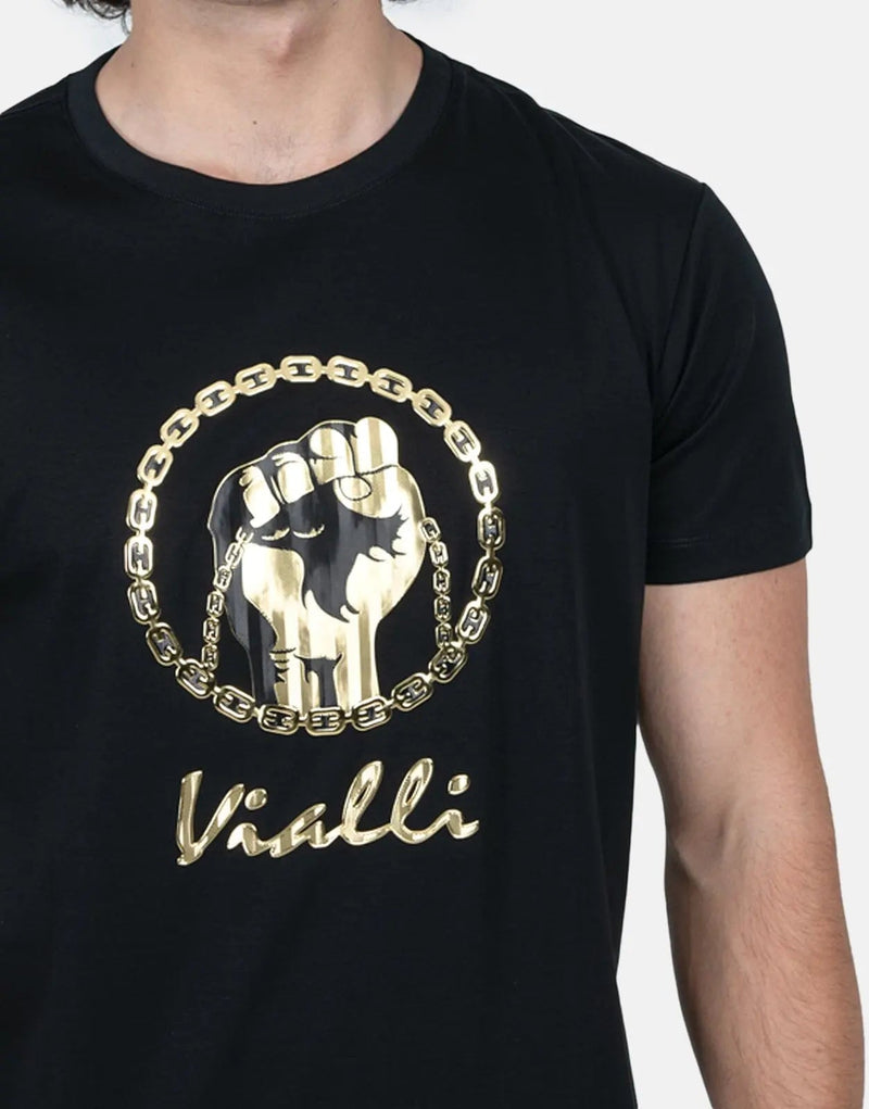 Vialli Men's Ilowe Black T-Shirt: Premium Comfort, Stylish Everyday Wear, Classic Fit
