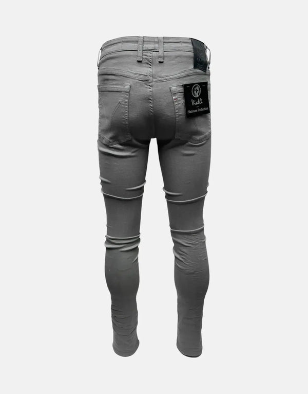 Vialli Jupieter Men's Premium Grey Skinny Jeans - Slim Fit, Modern, Comfortable Style